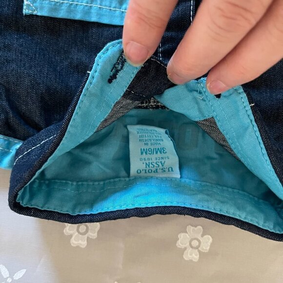 Us Polo Assn. Baby Boy One Piece Outfit Romper shorts denim 3m/6m Excellent used - Picture 6 of 9